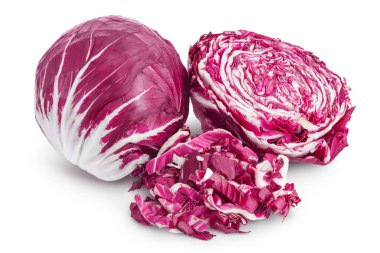 Fresh red radicchio salad isolated on white background with clipping path and full depth of field clipart