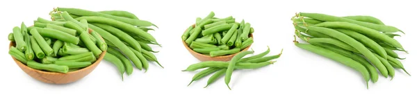 Zelené fazole izolované na bílém pozadí s plnou hloubkou pole. Kolekce Setor — Stock fotografie