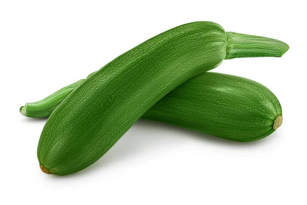 완전히 새로운 zucchini 분리 경로 및 필드의 전체 깊이 와 백인 배경 — 스톡 사진