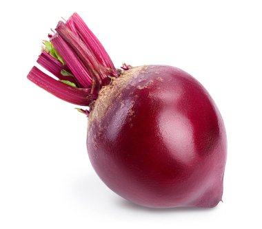 Pancar kökü kırpma yolu ve tam derinlikte alan ile beyaz arkaplanda izole edildi