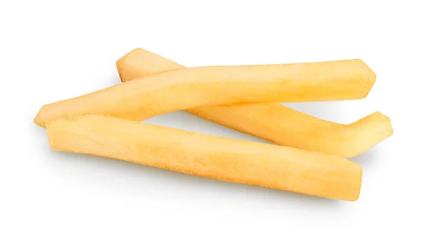 Pommes frites eller stekt potatis isolerad på vit bakgrund med klippbana och fullt skärpedjup — Stockfoto