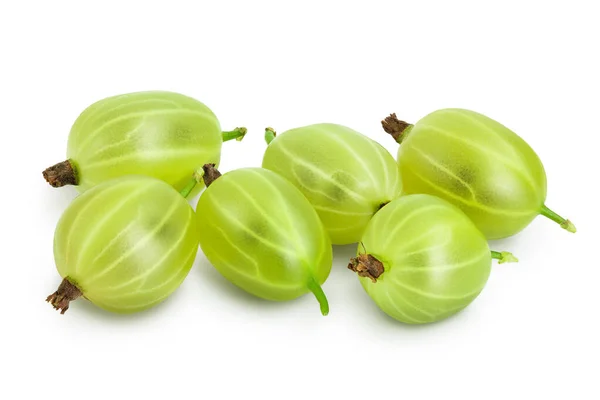 Green gooseberry isolated on white background with clipping path and full depth of field — Stock Photo, Image