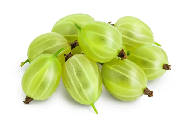 Green gooseberry isolated on white background with clipping path and full depth of field — Stock Photo, Image