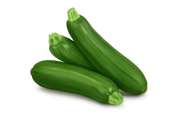 Fresh whole zucchini isolated on white background with clipping path and full depth of field — Stock Photo, Image