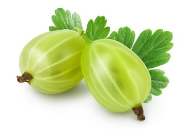 Yeşil Bektaşi üzümü, kırpma yolu ve tam derinlikteki alan ile beyaz arkaplanda izole edildi