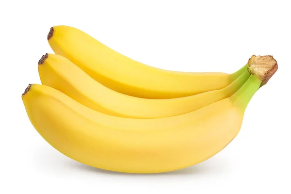 Banany wyizolowane na białym tle ze ścieżką wycinania i pełną głębią ostrości. — Zdjęcie stockowe