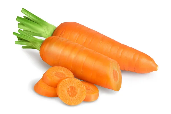 Carota isolata su sfondo bianco con percorso di ritaglio e piena profondità di campo — Foto Stock