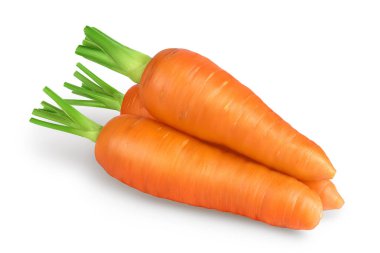 Kesme yolu ve tam derinlik alan ile beyaz arkaplanda izole havuç