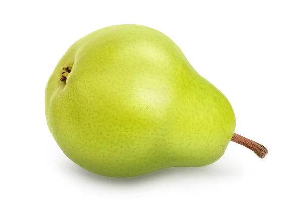 Groen perenfruit geïsoleerd op witte achtergrond met knippad en volle velddiepte — Stockfoto