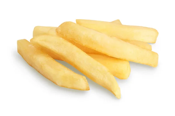 Французькі картопля з смаженою картоплею на білому тлі з обрізаною стежкою і повною глибиною поля. — стокове фото