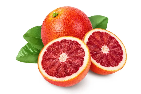 Blood red oranges isolated on white background with clipping path and full depth of field — Stock Photo, Image