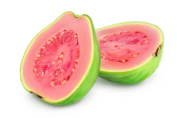Guava frukt isolerad på vit bakgrund med klippning väg och full skärpedjup — Stockfoto