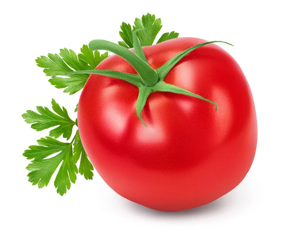 Tomate isoliert auf weißem Hintergrund mit Clipping-Pfad und voller Schärfentiefe. — Stockfoto