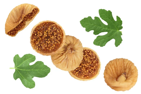 Dried fig isolated on white background with clipping path and full depth of field. Top view. Flat lay — Stock Photo, Image