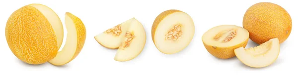 Melone isoliert auf weißem Hintergrund mit voller Schärfentiefe. Set oder Sammlung — Stockfoto