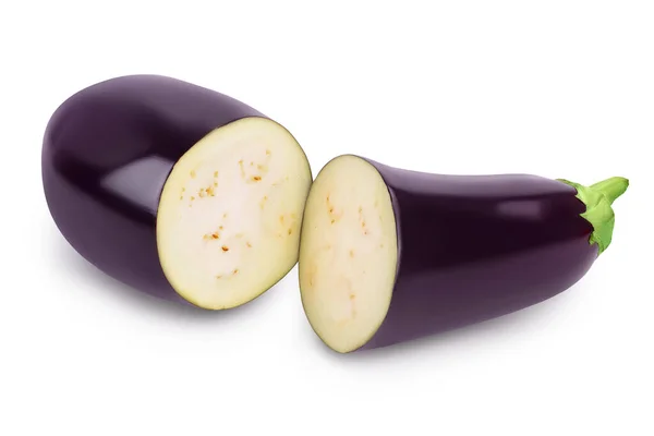 Aubergine of aubergine geïsoleerd op witte achtergrond met knippad en volle velddiepte — Stockfoto