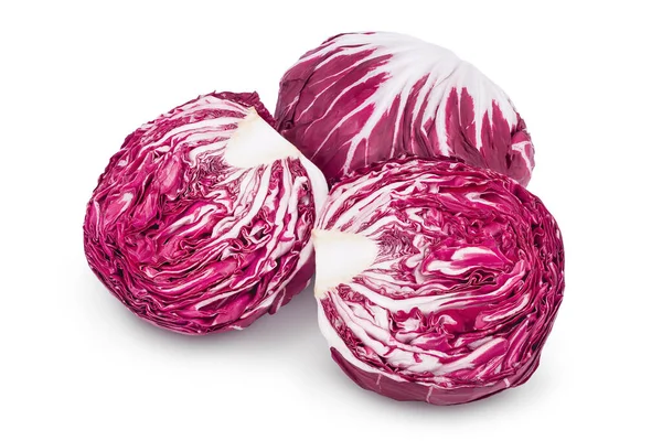 Friss vörös radicchio saláta elszigetelt fehér alapon vágási útvonal és teljes mélysége mező — Stock Fotó