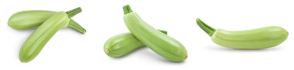 Courgette of merg geïsoleerd op witte achtergrond met knippad en volle velddiepte, Set of verzameling — Stockfoto