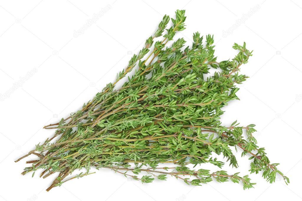 fresh thyme isolated on a white background with clipping path and full depth of field, Top view. Flat lay