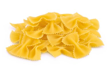 Papyon makarnası kırpma yolu ve tam derinlikte alan ile beyaz arkaplanda izole edildi.