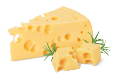 piece of cheese isolated on white background with clipping path and full depth of field clipart