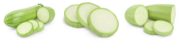 Zucchini oder Knochenmark isoliert auf weißem Hintergrund mit Clipping-Pfad und voller Schärfentiefe, Set oder Sammlung — Stockfoto