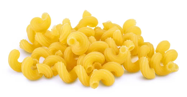 Raw pasta cavatappi isolated on white background with clipping path and full depth of field. — Stock Photo, Image