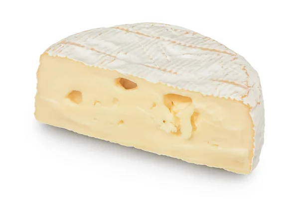 Τυρί Camembert απομονωμένο σε λευκό φόντο με μονοπάτι απόληξης και πλήρες βάθος πεδίου — Φωτογραφία Αρχείου