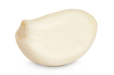 Beyaz arka planda izole edilmiş sarımsak karanfilleri. Üst Manzara. Düz yatıyordu