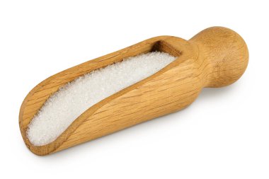 Beyaz arkaplanda izole edilmiş beyaz şeker kepçesi