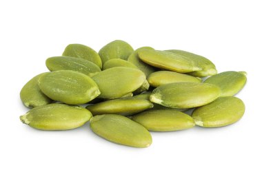 Kabak çekirdekleri beyaz arkaplanda izole.