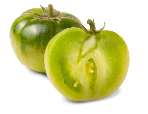 Green Tomato and slice — Stock Photo, Image