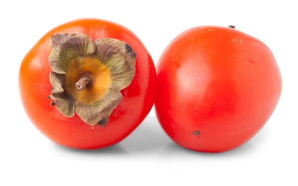 白色衬底上的两个柿子 — 图库照片