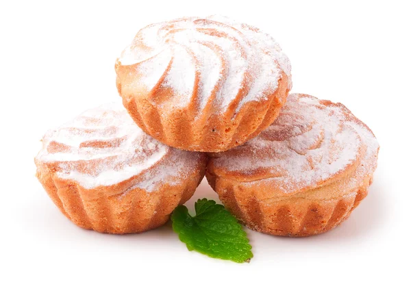 Het is drie muffins geïsoleerd op wit — Stockfoto