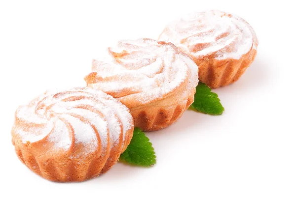 Muffin smaczne ciasta, na białym tle — Zdjęcie stockowe