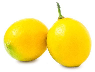 iki büyük olgun limon closeup beyaz arka plan üzerinde. Yatay fotoğraf