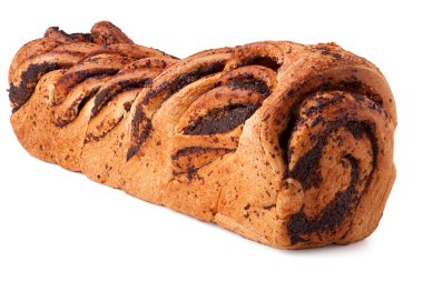 Beyaz arka plan üzerinde izole haşhaşlı rulo