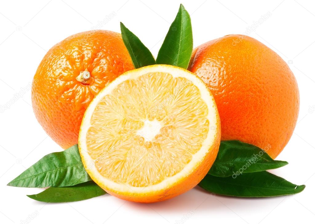 Two oranges isolated on white