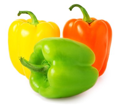 Beyaz bir arka plan üzerinde izole renkli biber