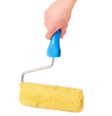 elinde beyaz zemin üzerine boya silindiri