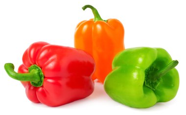 Beyaz arka plan üzerinde izole renkli kırmızı biber