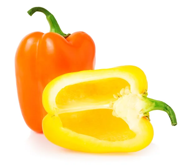 Bell peppers with half isolated on white — Stock Photo, Image