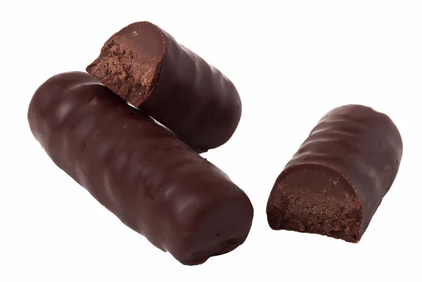 Barras de chocolate sobre un fondo blanco — Foto de Stock