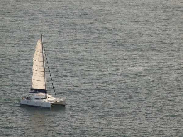 Sailing. Ship yachts with white sails in the open Sea. — Stock Photo, Image