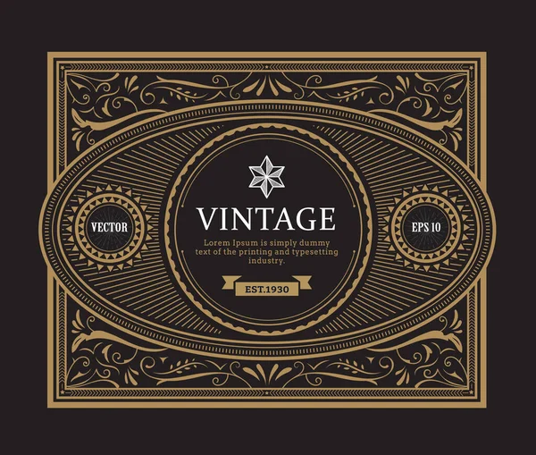 Vintage Bordure Antique Cadre Étiquette Whisky Dessin Main Gravure Illustration — Image vectorielle