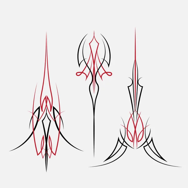 Vintage pinstrip siyah ve kırmızı grafik çizimini ayarla