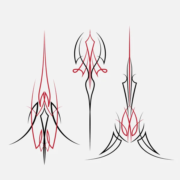 设置老式细条黑色和红色图形矢量插图 — 图库矢量图片