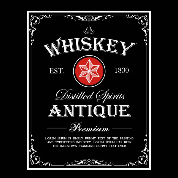 Viski sınırı antika çerçeve Vintage gravür batı etiketi retro vektör illüstrasyon