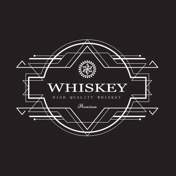 Whiskey Label Art Deco Design Antique Frame Border Vector — Stock Vector