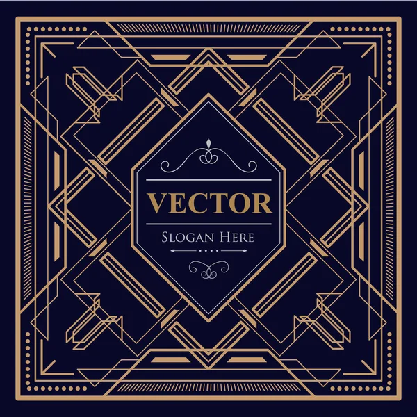 Vintage Label Linear Thin Line Geometric Shape Art Deco Retro — Stock Vector